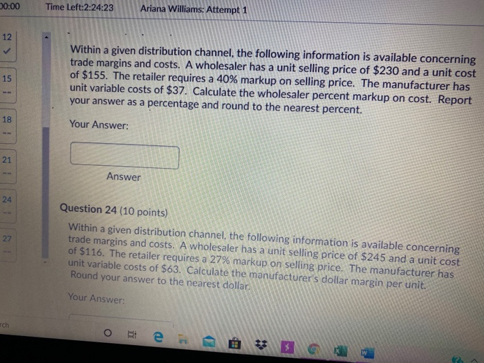 trade margins and costs. A wholesaler has a unit selling price of