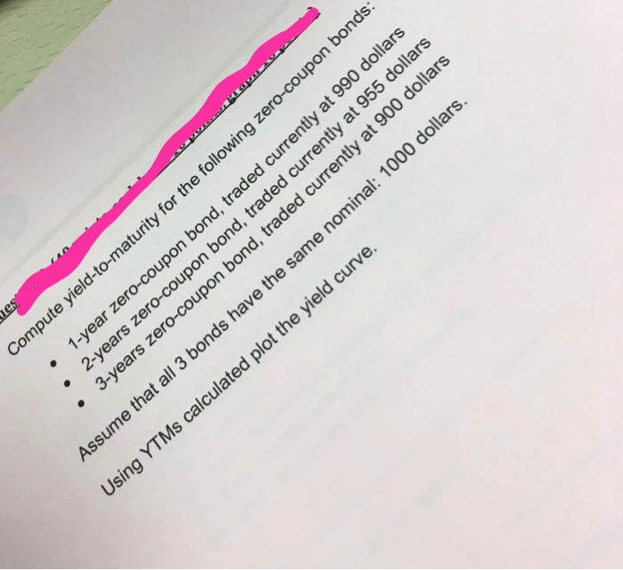  des Compute yield-to-maturity for the following zero-coupon bonds: 1-year zero-coupon bond,