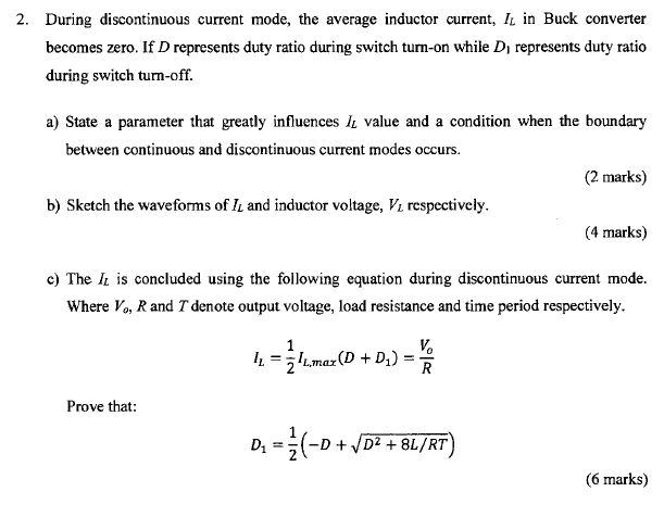2. During discontinuous current mode, the average inductor current, I in