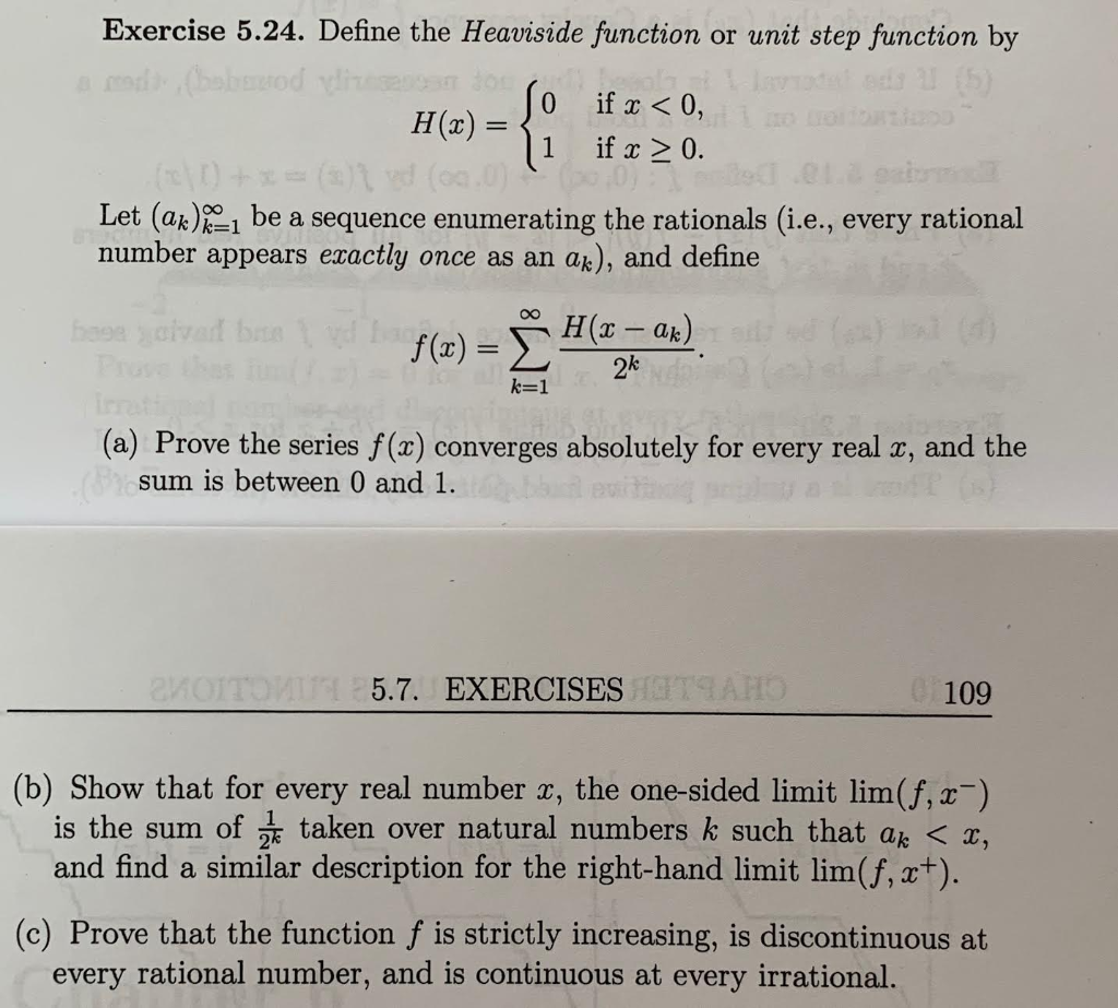 Exercise 5.24. Define the Heaviside function or unit step function by