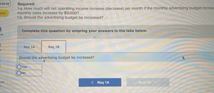 per month if the monthly advertising budget increas monthly sales increase by