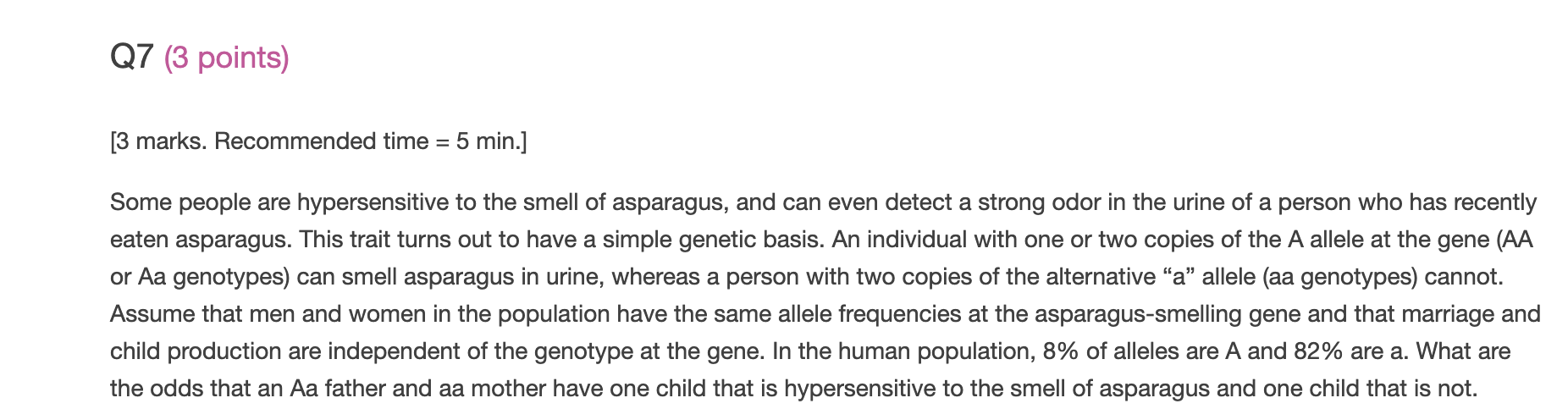 solve question with a probability tree please Q7 (3 points) [3 marks.