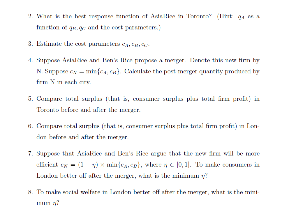 and Waterloo are three separate markets. The average income (denoted as Incm