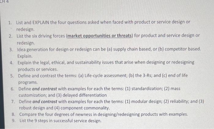  CH4 1. List and EXPLAIN the four questions asked when faced
