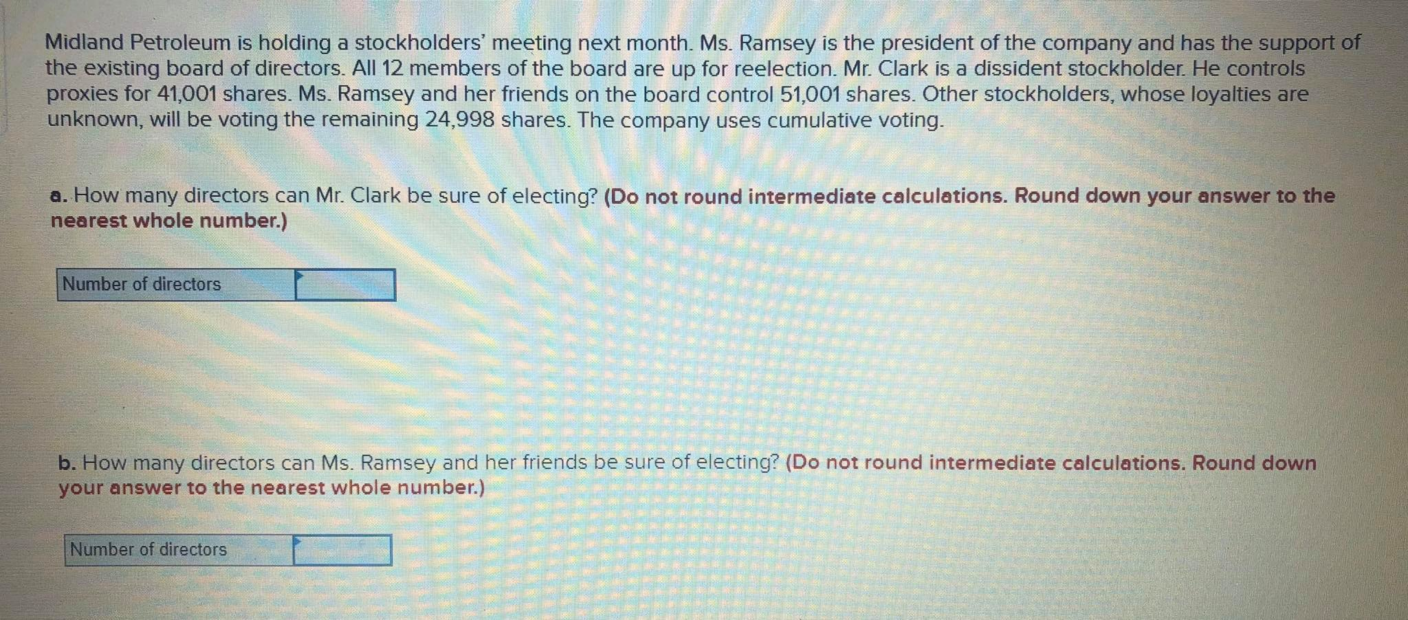  C-1. How many directors could Mr. Clark elect if he obtains