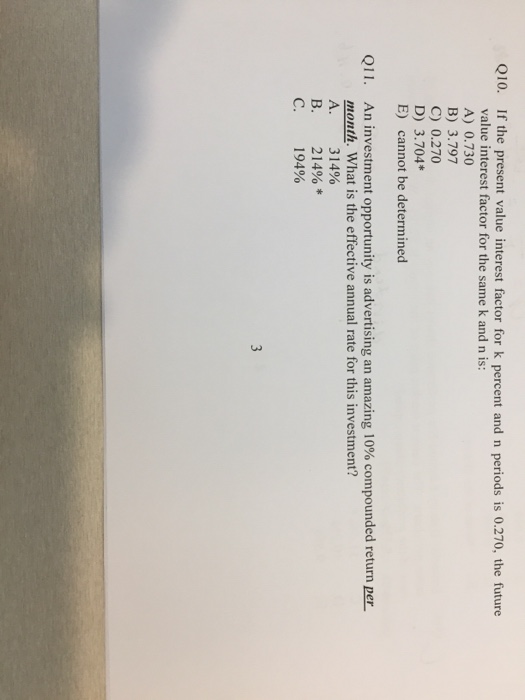  If the present value interest factor for k percent and n