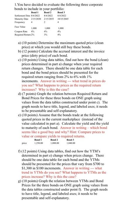 Please do it on excel. will rate you. 1.You have decided to