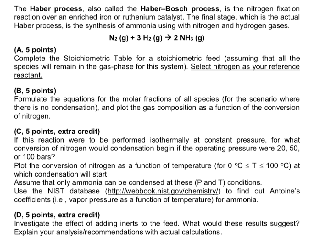 Complete the following MATLAB code: % Homework05.m % The Haber process, also