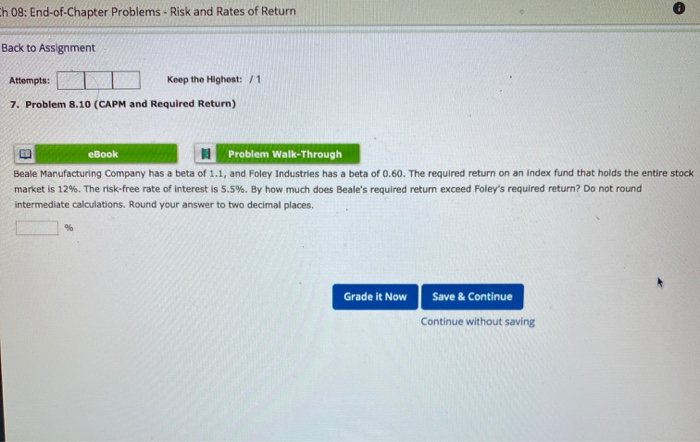  Ch 08: End-of-Chapter Problems - Risk and Rates of Return Back