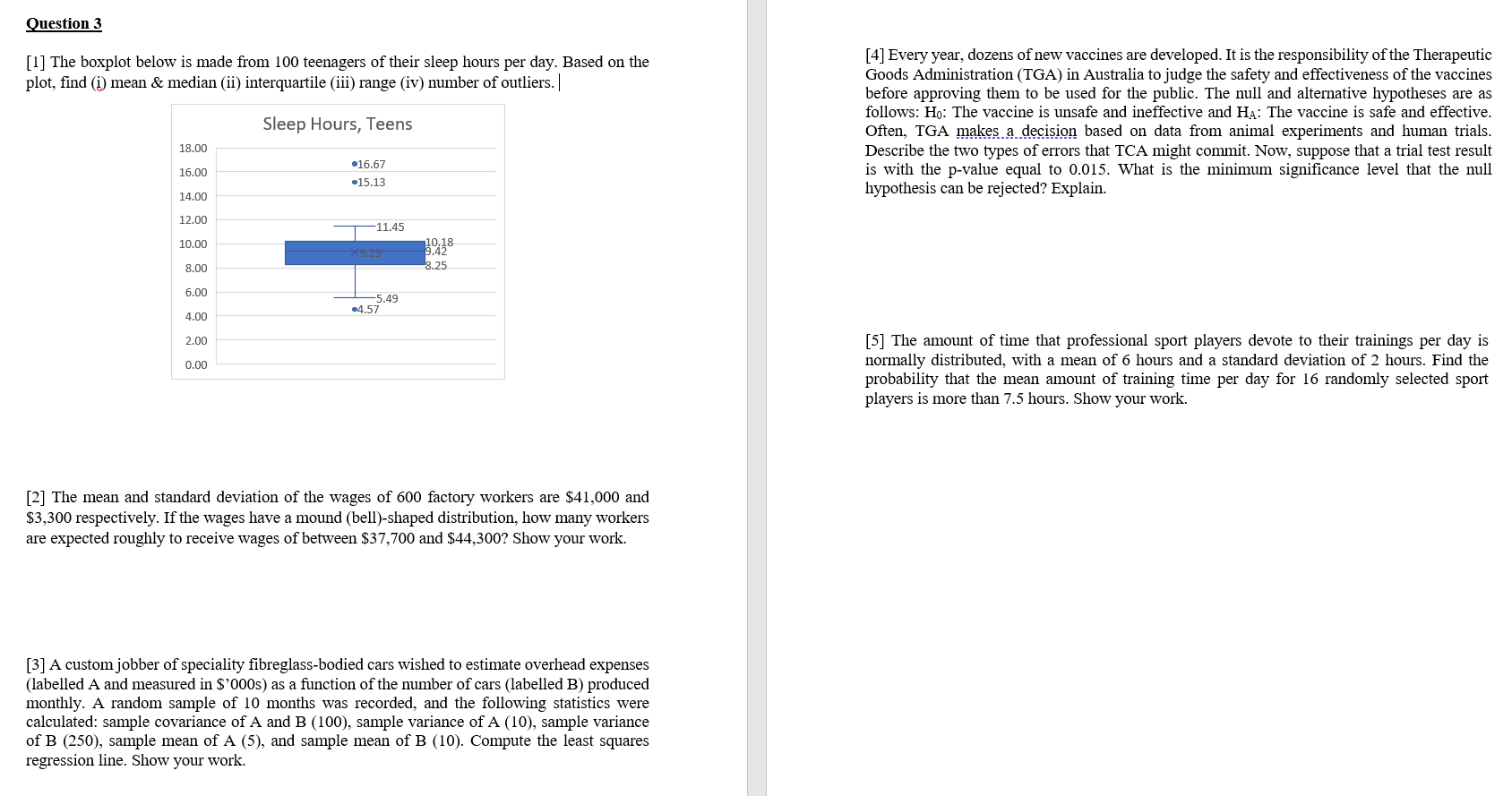  Question 3 [l] The boxplot below is made from 100 teenagers