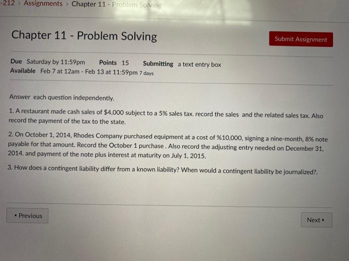  -212 > Assignments > Chapter 11 - Problem Solving Chapter 11
