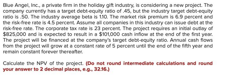  Blue Angel, Inc., a private firm in the holiday gift industry,