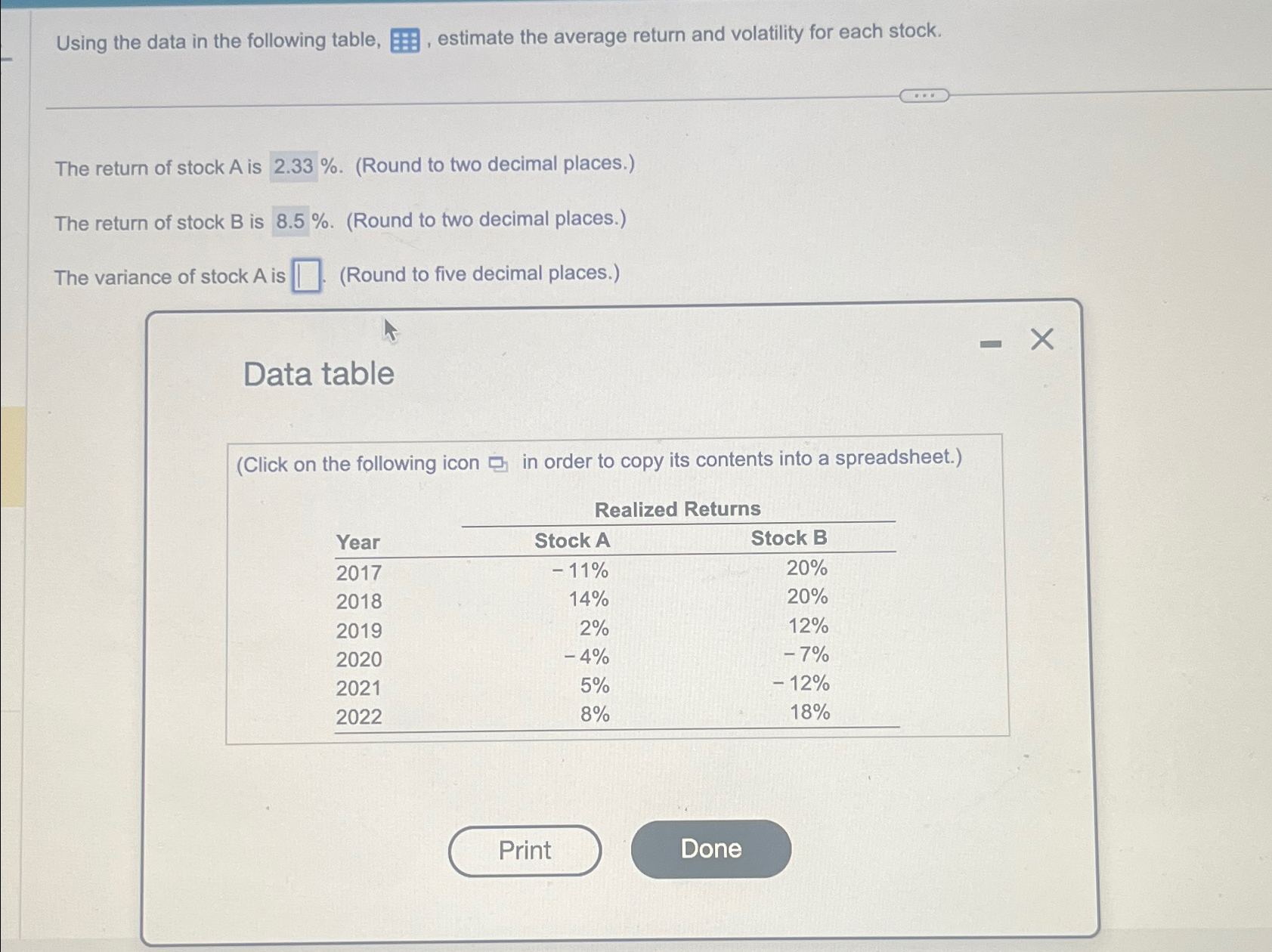  Using the data in the following table, , estimate the average