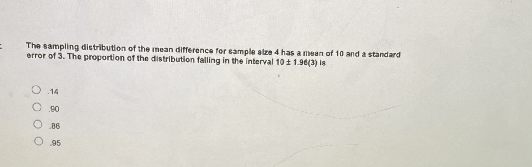  The sampling distribution of the mean difference for sample size 4