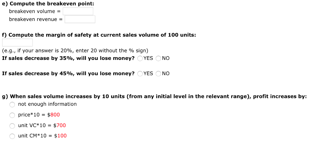 UPVOTE Thanks Question 1: CVP relation Sales volume in units 100 $8,000