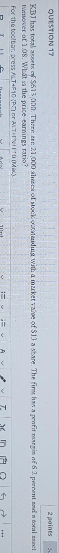  solve fast plzzzz 17 QUESTION 17 2 points Sa a KBJ