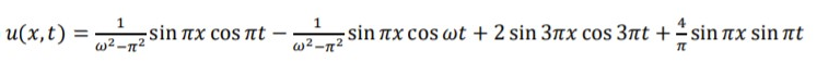 the solution u(x, t) for the problem of finding the displacement of