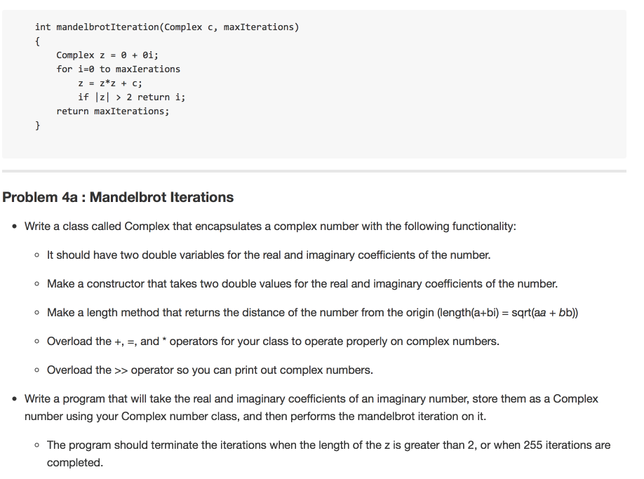 (Complex.h) and Complex.cpp. The main.cpp is for part a is #include using