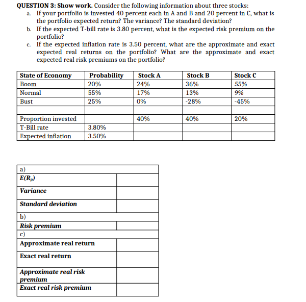 CAN SOMEONE ANSWER PART C QUESTION 3: Show work. Consider the following