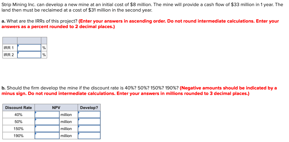 Strip Mining Inc. can develop a new mine at an initial