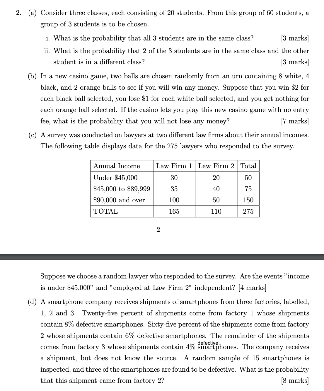 2 (a) to (d) please? Suffering a lot :( 2. (a) Consider