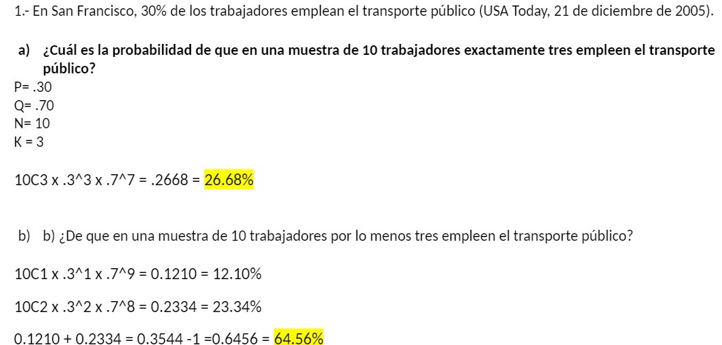  1.- En San Francisco, 30% de los trabajadores emplean el transporte
