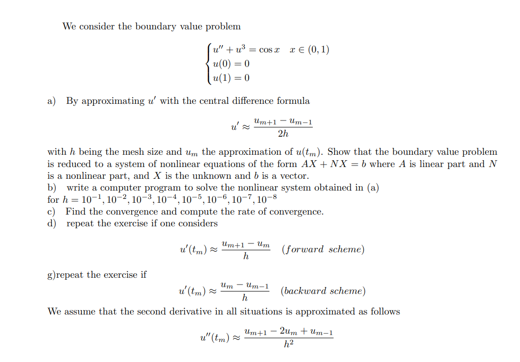  write a matlab or python code We consider the boundary value