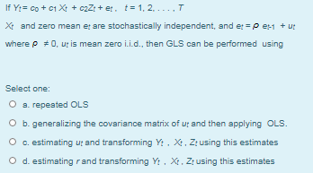 If Yt= Co + C1 X+ c2Z + e + =