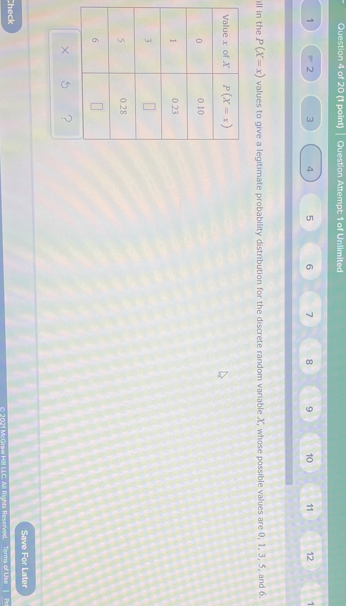Please write the answer plainly in the column for 3 and for