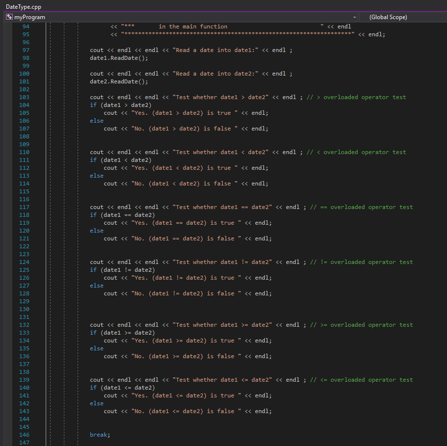 in DateType.h. Look at the code provided for DateType.h, DateType.cpp, and DateTest.cpp