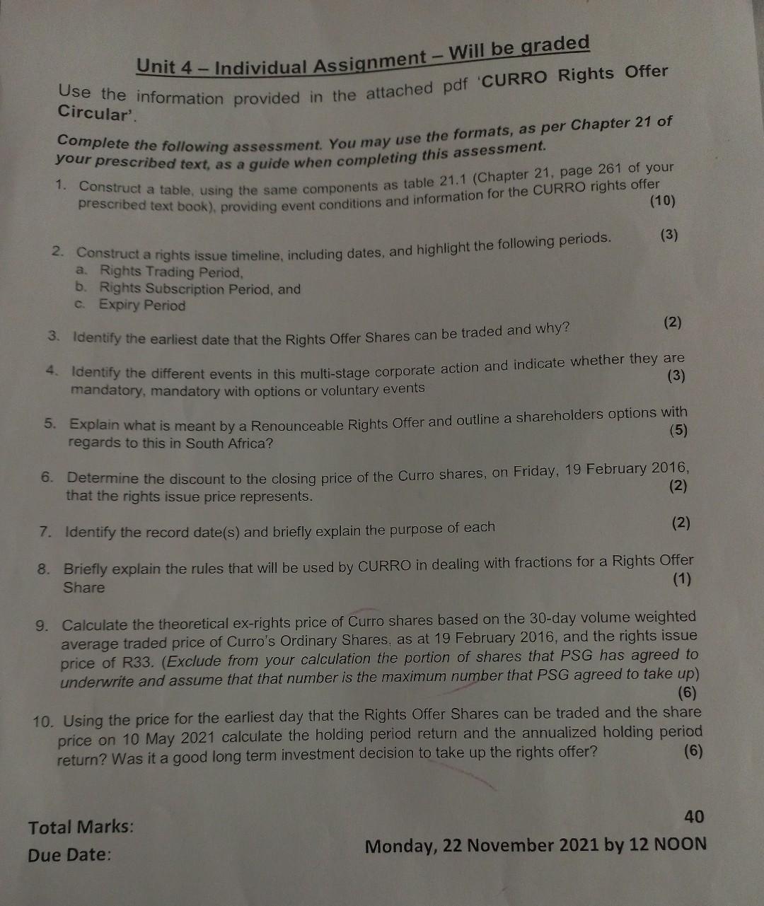  corperation actions 1 Unit 4 Individual Assignment - Will be graded
