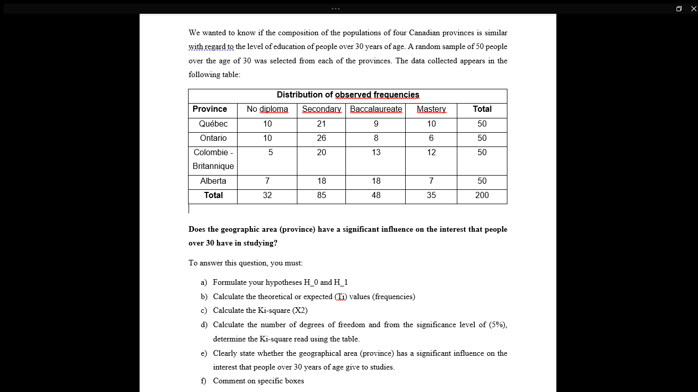 Statistical Methods X We wanted to know if the composition of the
