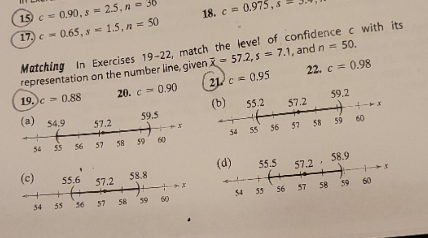 please show work 15) c = 0.90, s = 2.5, n =