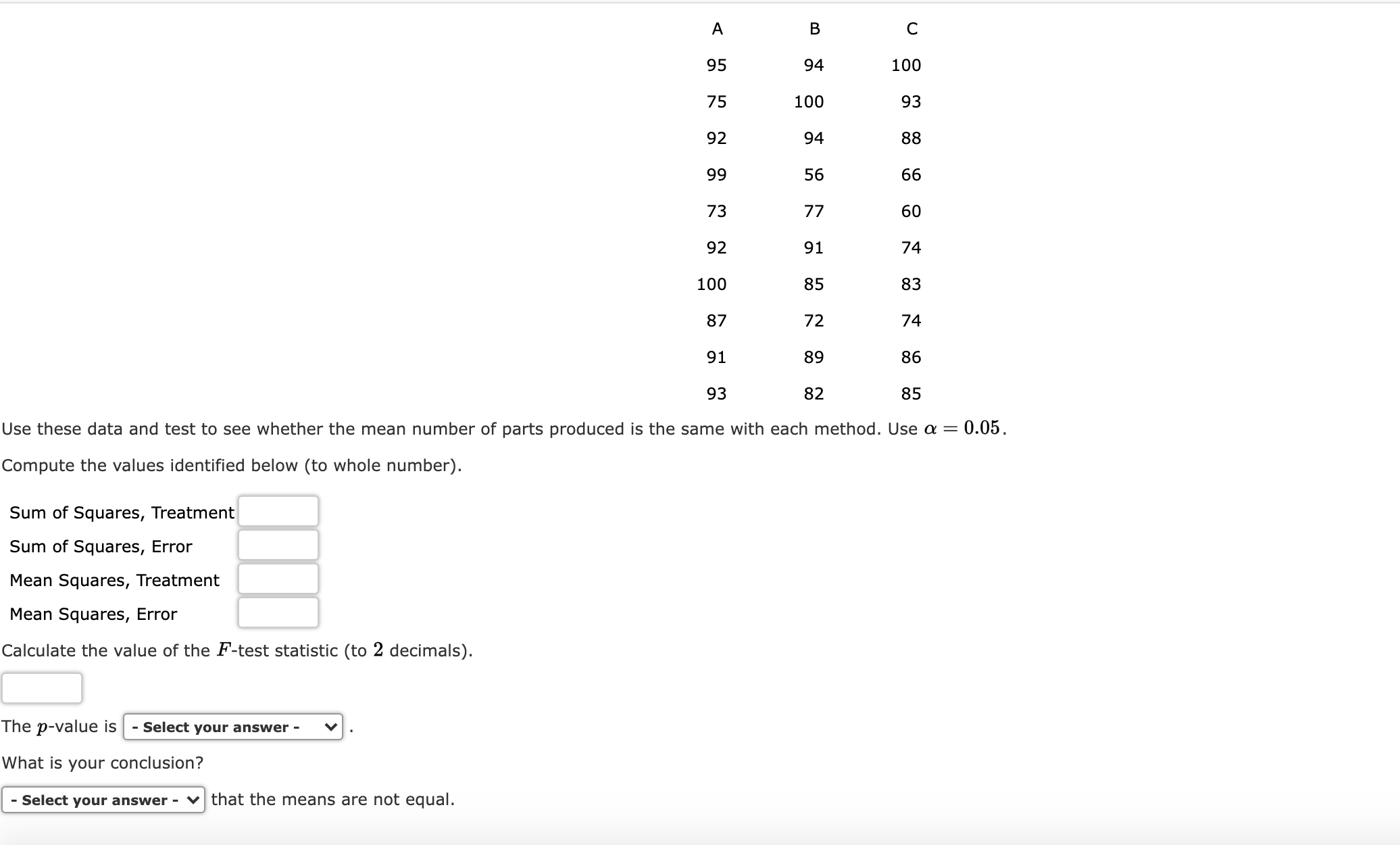 A completely randomized experimental design was chosen to determine which assembly method