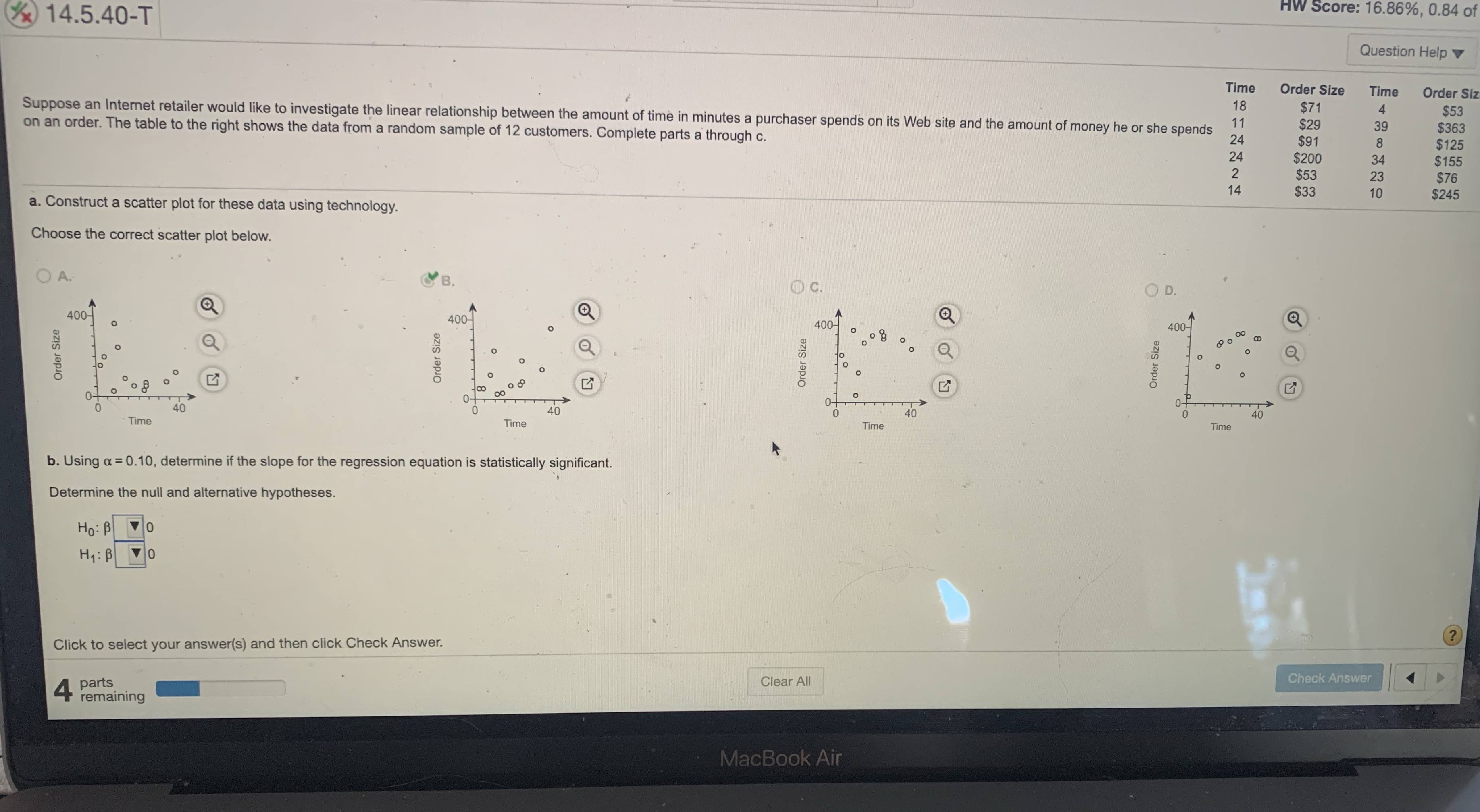C. The test statistic is t = ? Round to two decimal