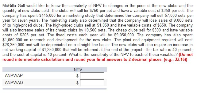 Please give me correct answer....please....... McGilla Golf would like to know