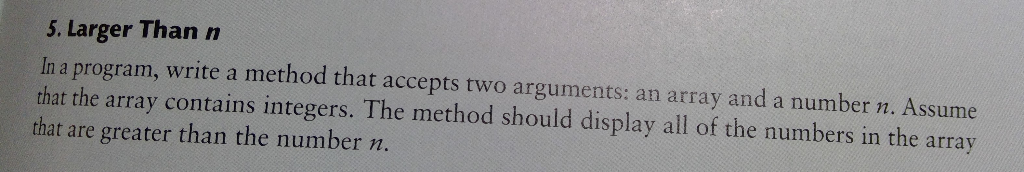 array of integers and a number n. Assume that the array contains