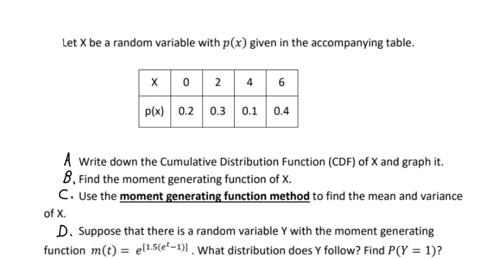 Let x be a random variable with p(x) given in the