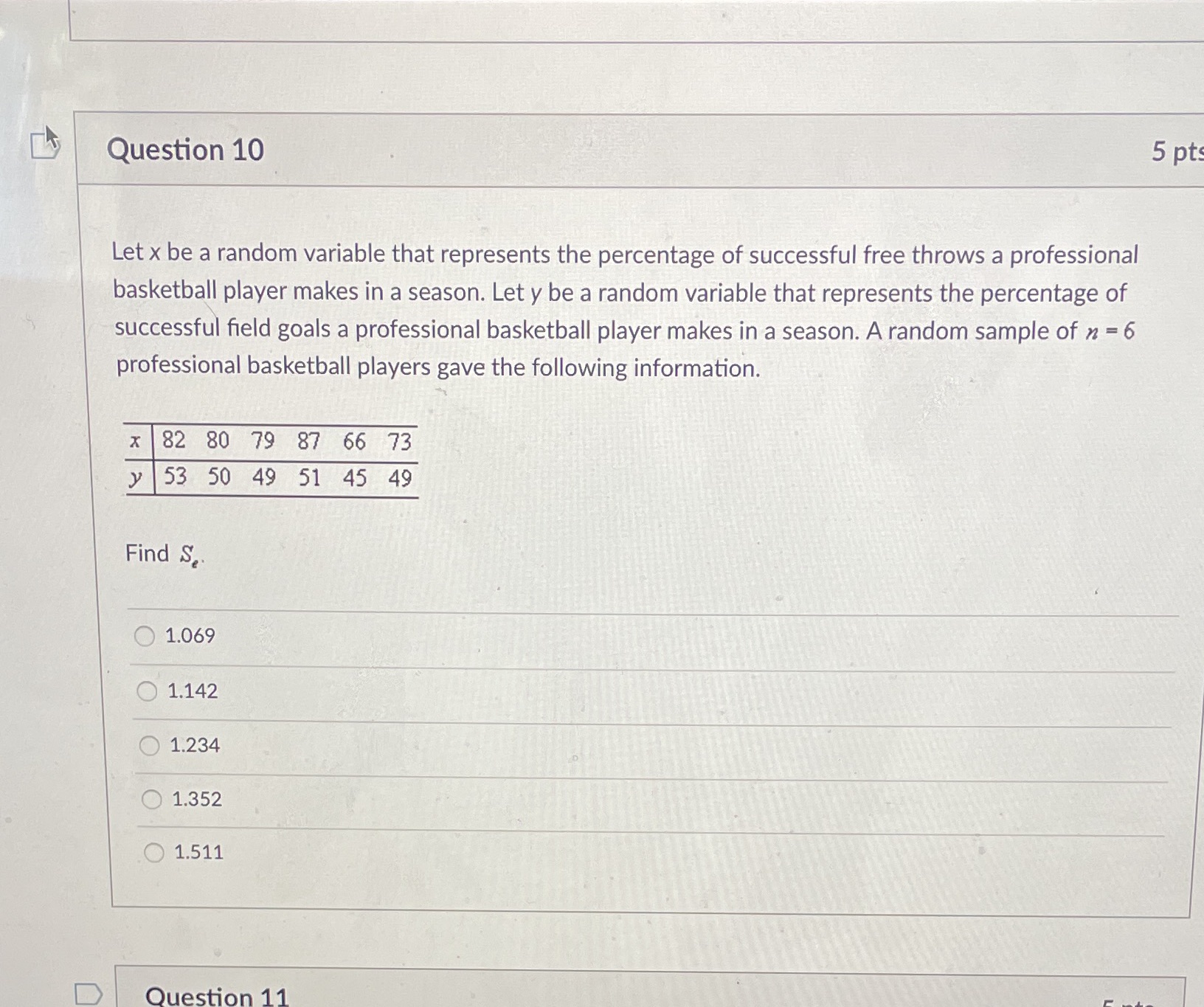 Question 10 5 pt Let x be a random variable that