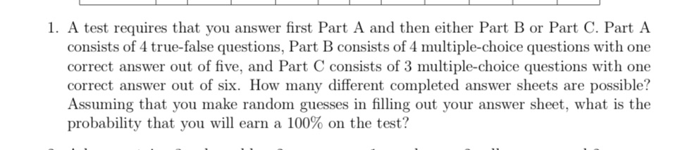 I need help in this question 1. A test requires that you