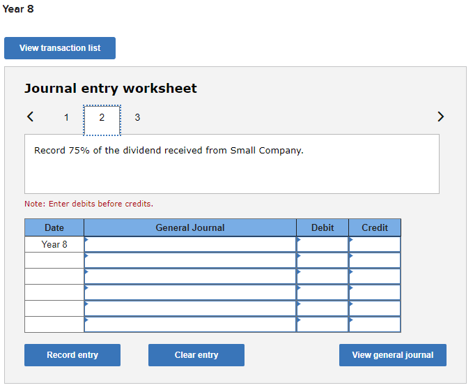 for Year 8 on the consolidated income statement. Large uses the cost