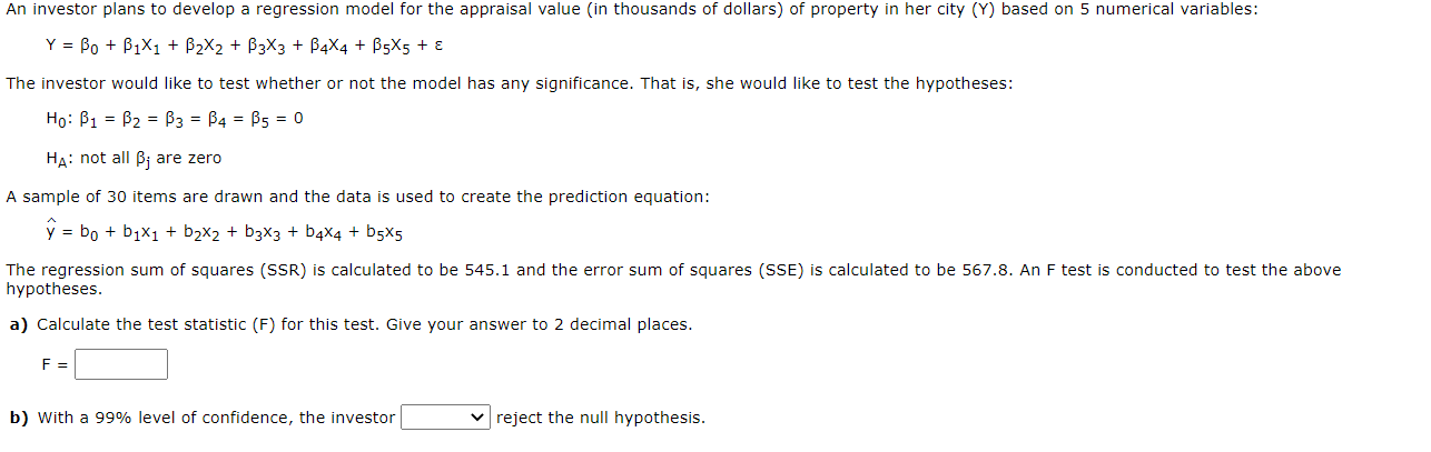 test is going to be conducted to determine whether the model is