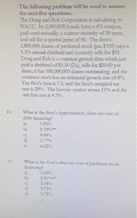  The following problem will be used to answer the next five