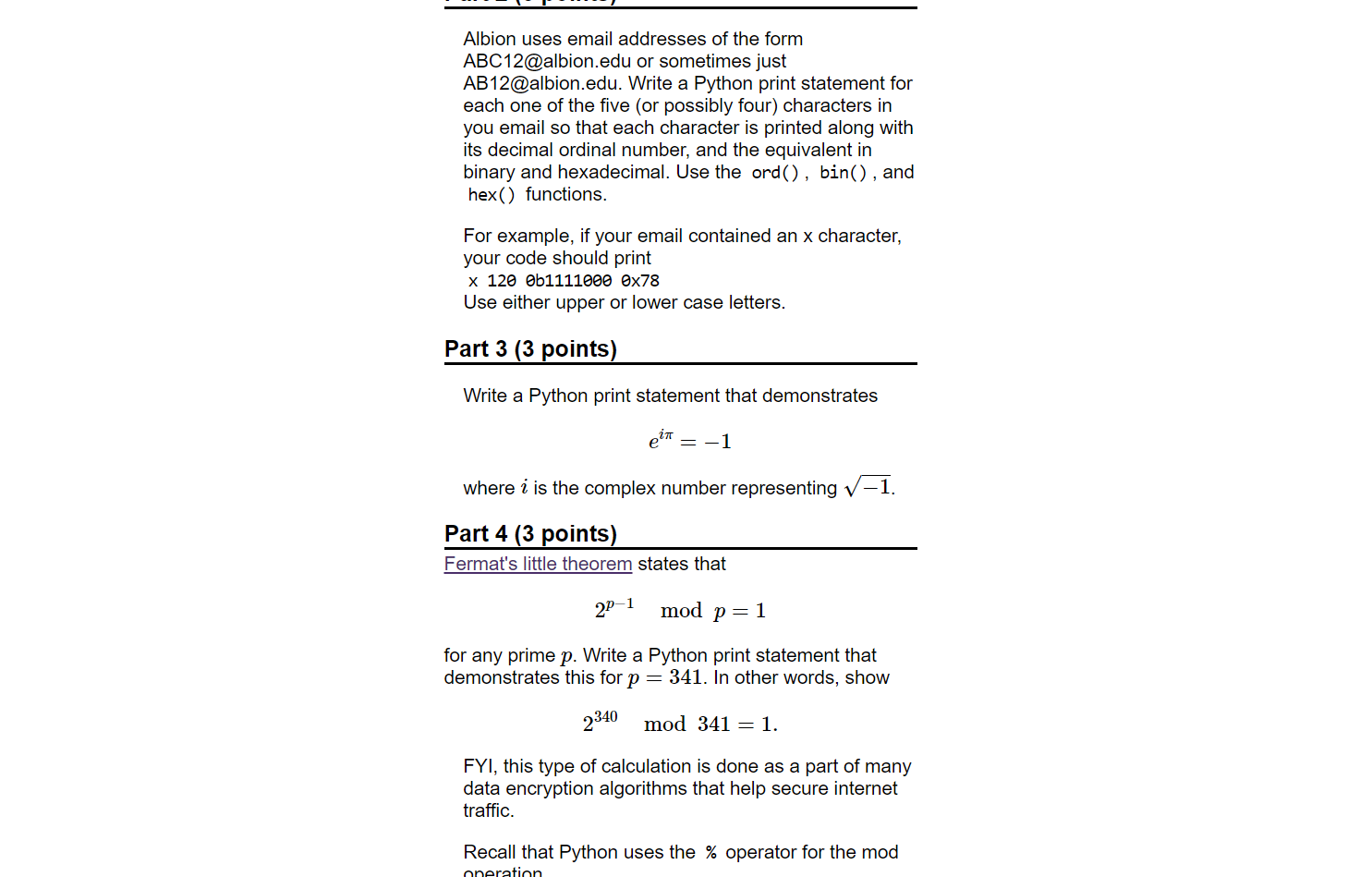 using idle python Albion uses email addresses of the form ABC12@albion.edu or