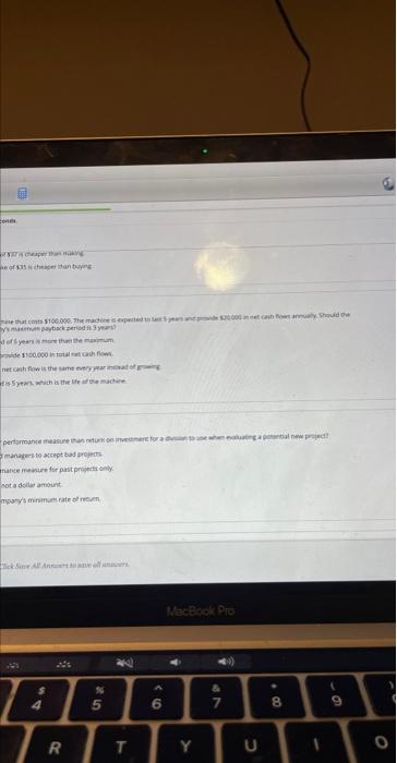  should the machine be purchased if the companys maximum payback is