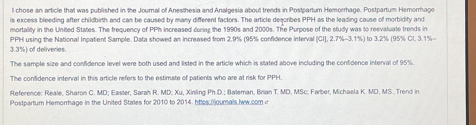 How do you think the confidence interval was presented in the study