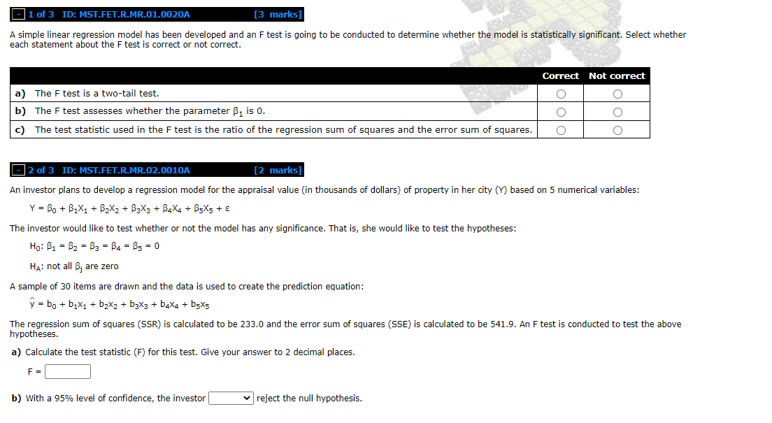  A simple linear regression model has been developed and an F