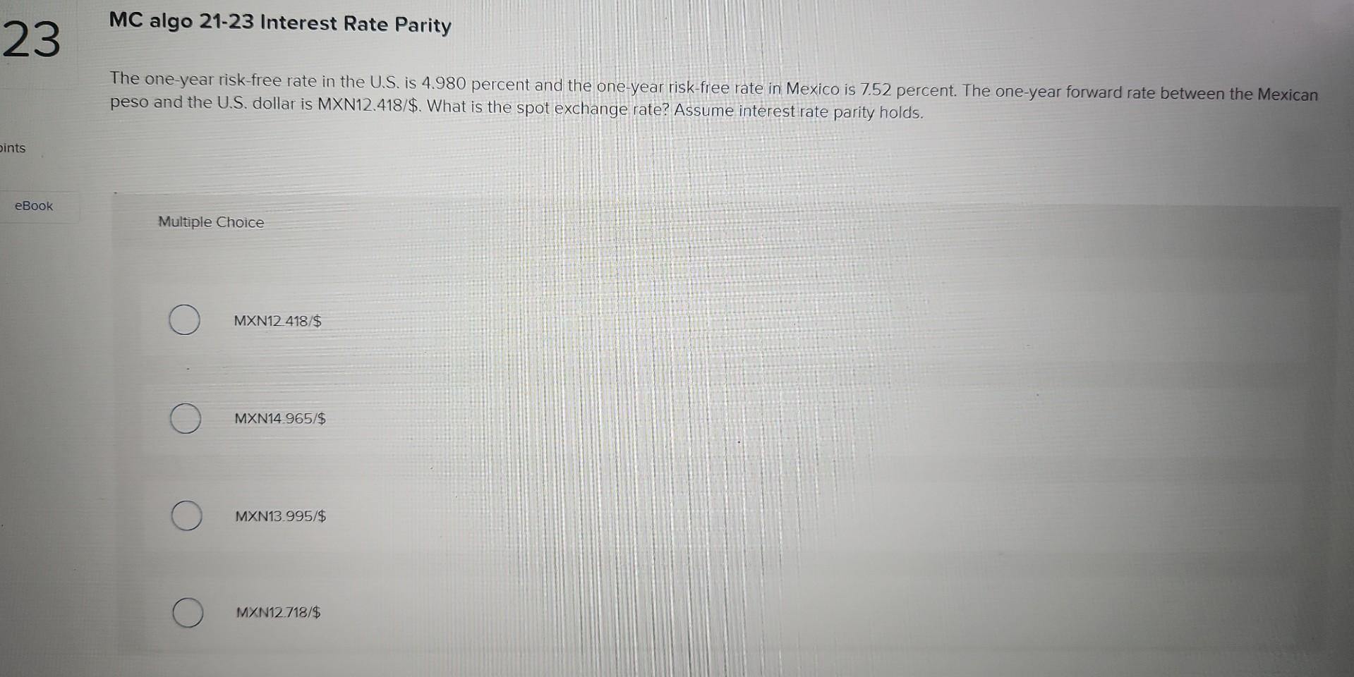  The one-year risk-free rate in the U.S. is 4.980 percent and