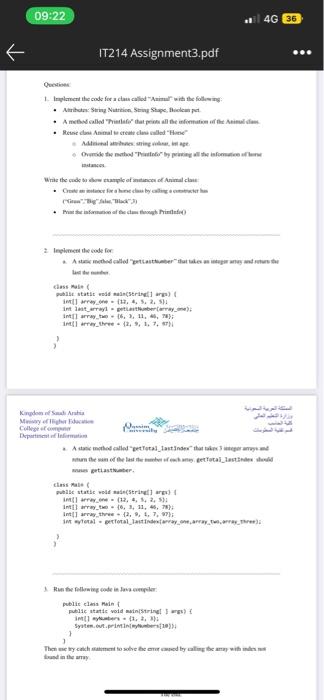  This question is in the Java language 1. Inplarent ithe code