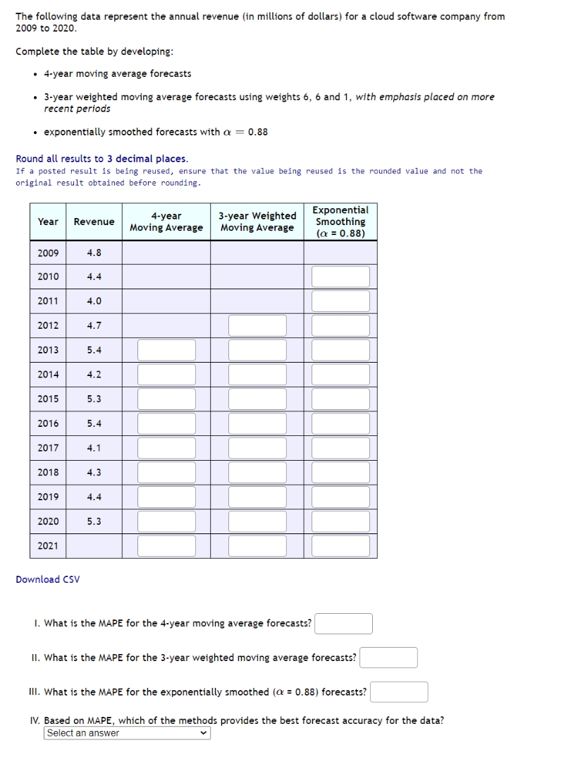 Can you help me solve this question? The following data represent the